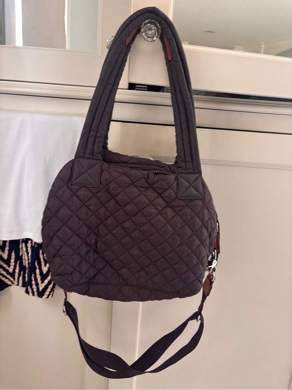 MZ Wallace Quilted Shoulder Bag in Plum Nylon - Picture 2 of 4